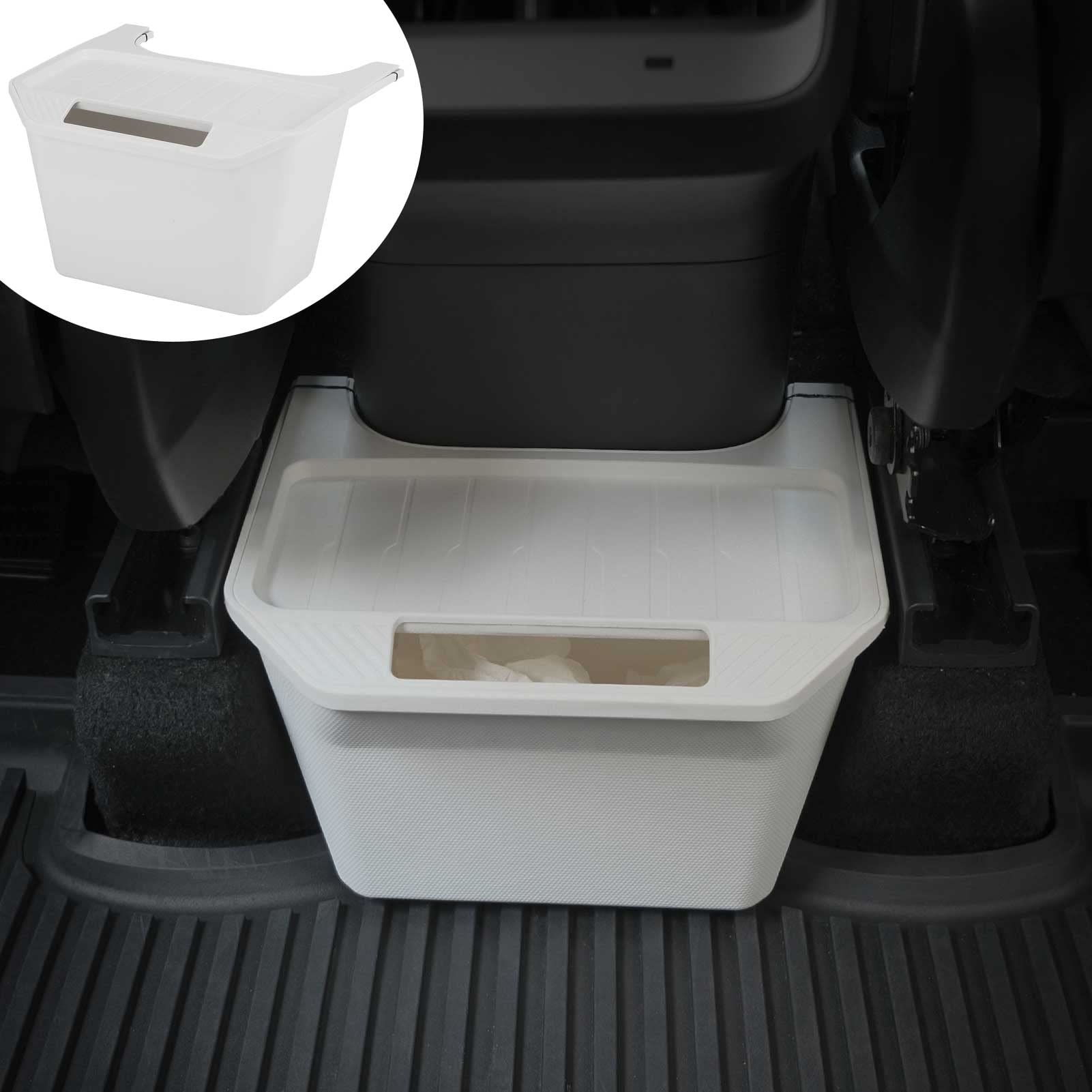 Jawjut Trash Can,Compatible With Tesla Model Y,Garbage Can Bin Accessories,Rear Center Console Storage Box Organizer,White
