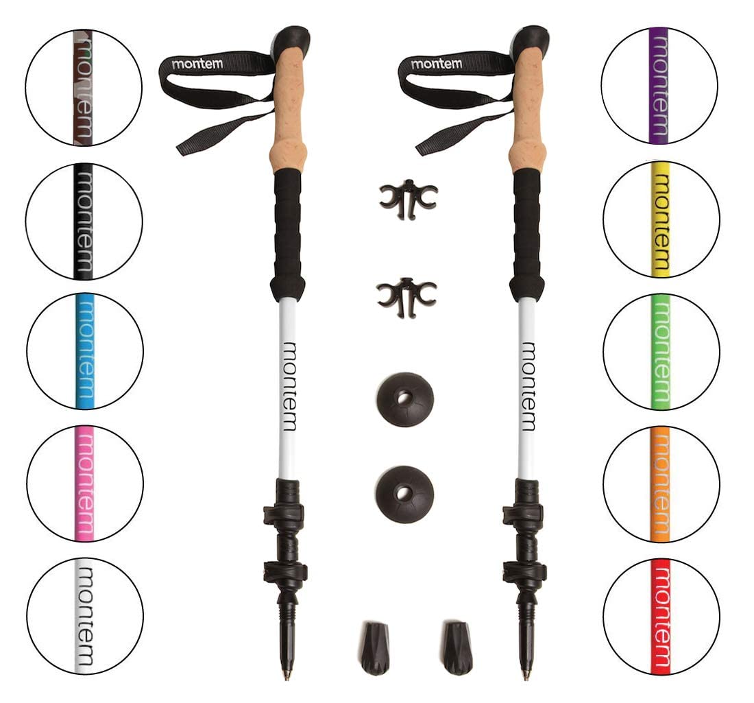 Montem Ultra Strong Hiking Poles - Aluminum, Rubber, White, 2 Poles
