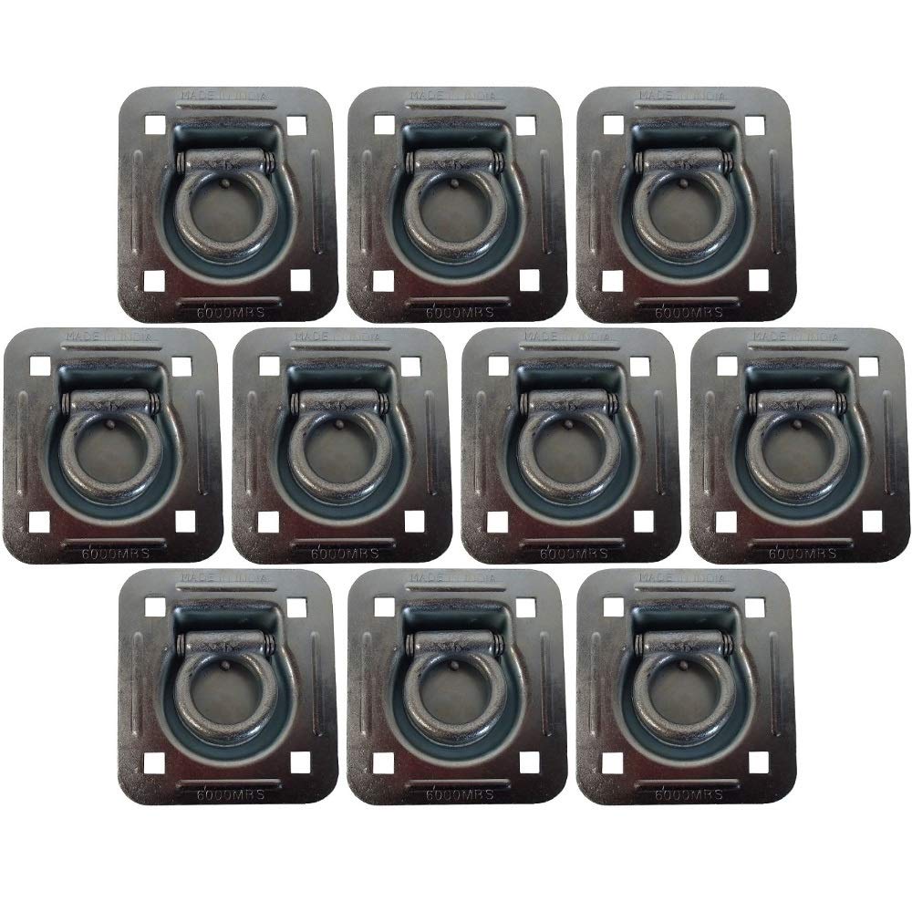 RAParts 10 pk Flush Mount Recessed Ring Trailer Cargo Tie Down Control D-Rings 6000 lbs.