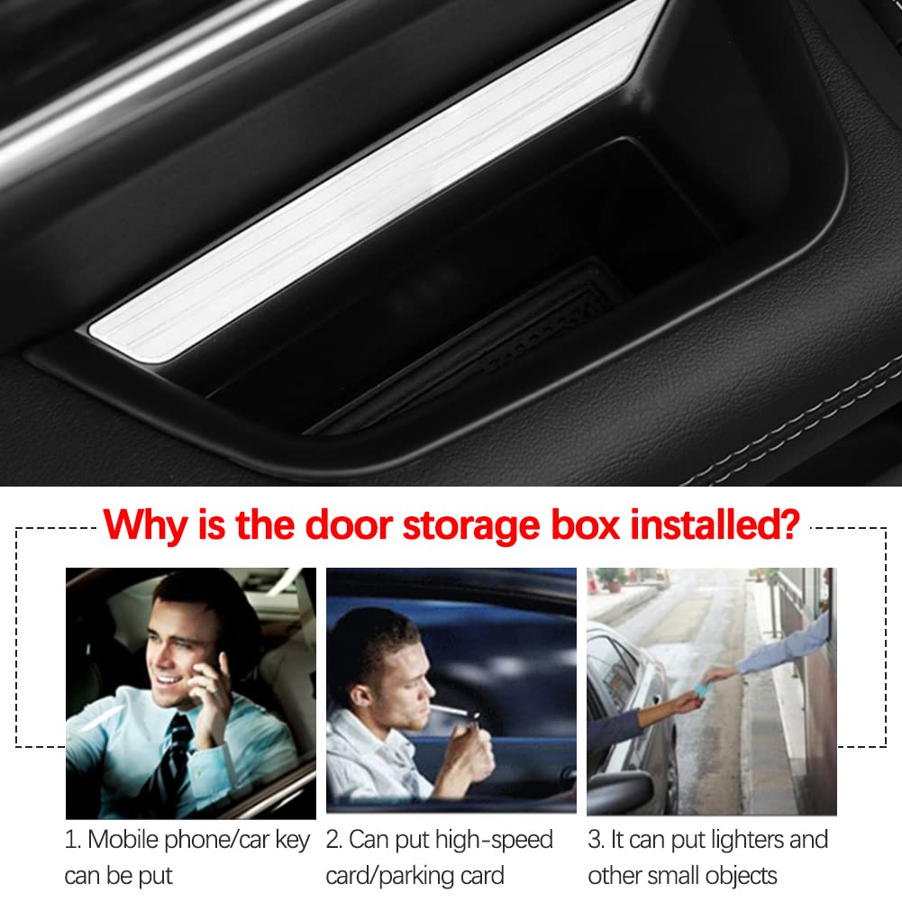 Yboueo 2Pcs Xt5 Front Side Door Handle Storage Box Holder Upgraded Door Armrest Organizer For Cadillac Xt5 2023 2022 2021 2020 2