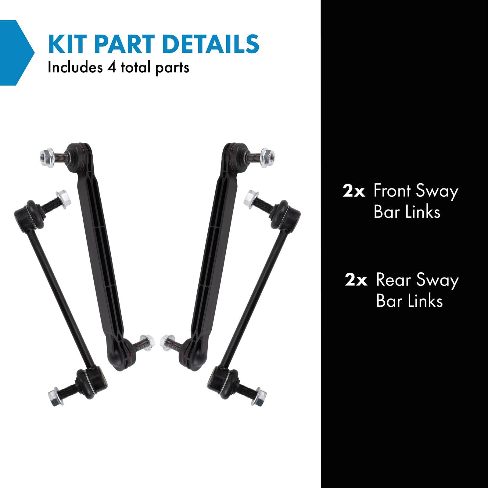 Trq Sway Bar Stabilizer Link Set Compatible With 2017-2019 Jeep Compass