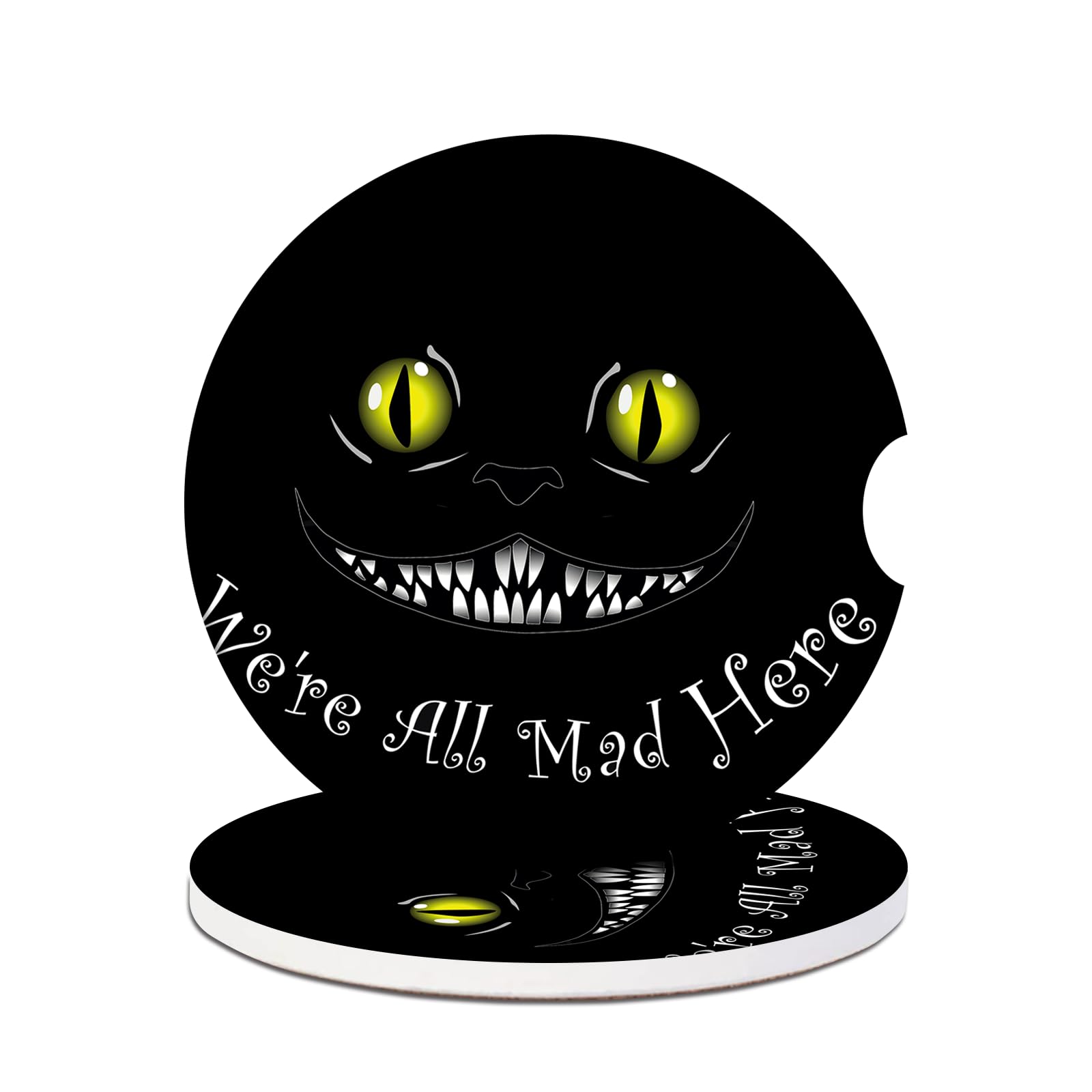 Car Cup Holder Coaster - Funny Black Cat Absorbent Ceramic Coaster, Car Coasters for Cup Holders, Auto Accessories for Women & M