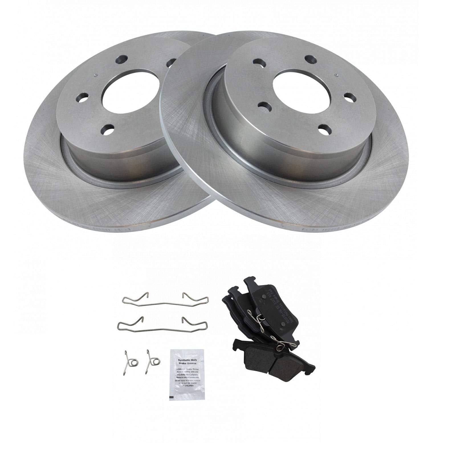 Trq Rear Brake Pad & Rotor Kit Brake Pads Brake Rotor Semi-Metallic Compatible With 2013-2018 Ford C-Max 2013-2016 Escape 2014-2