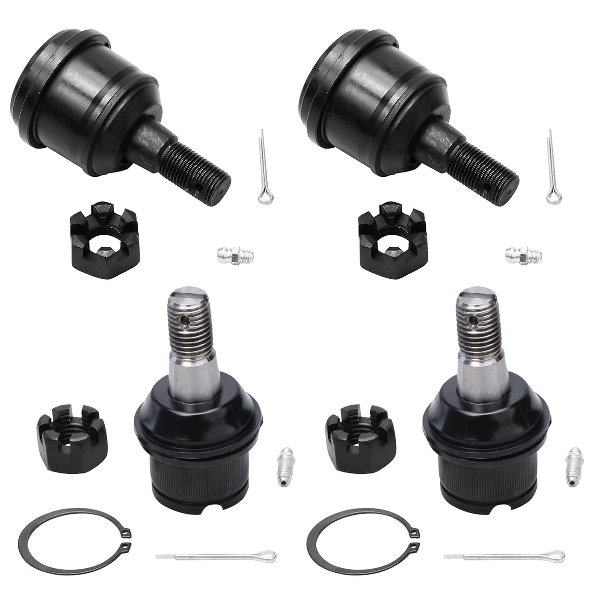 Detroit Axle - Front 4Pc Ball Joints For 2003-2013 Dodge Ram 2500 3500, 2004 2005 2006 2007 2008 2009 2010 2011 2012 Replacement 2 Upper Ball Joints 2 Lower Ball Joints