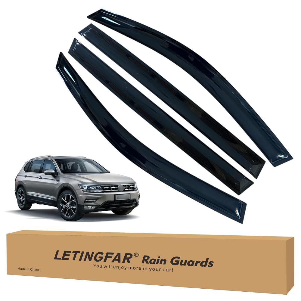 LETINGFAR Window Visors Rain Guards for Volkswagen Tiguan 2018 2019 2020 2021 2022 2023 2024 Accessories, Wind Deflectors Vent S