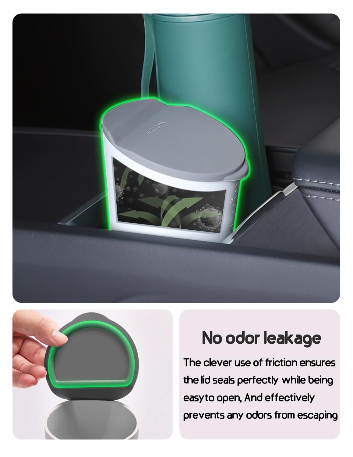 Bmzx Car Trash Can With Lid - Small Car Cup Holder Trash Bin, Fits Auto, Home, Office - Grey 1 Pack