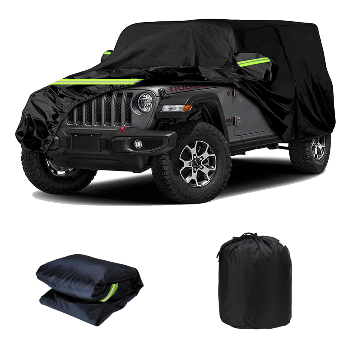 JZAHYUK Waterproof Car Cover for Jeep Wrangler 4 Door, All Weather for Jeep Rain Cover for Automobiles, Outdoor Full Exterior fo