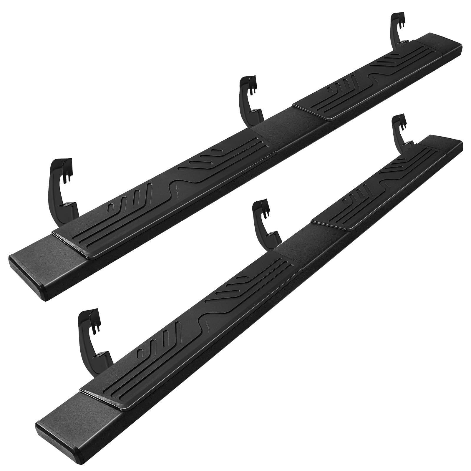 Pz 6.5'' Double Cab Running Boards For 2007-2018 Chevy Silverado/Gmc Sierra 1500, 2007-2019 For 2500Hd 3500Hd 2019 Ld, Black Alu