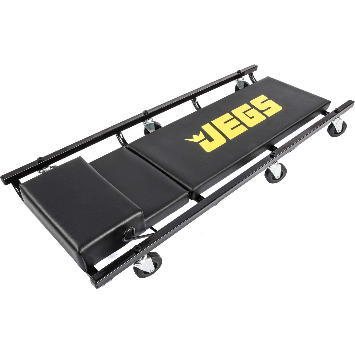 Jegs Creeper And Mechanic Seat Set | Memory Foam Padding | Black Logo | 350 Lbs Capacity | 2     Caster Wheels
