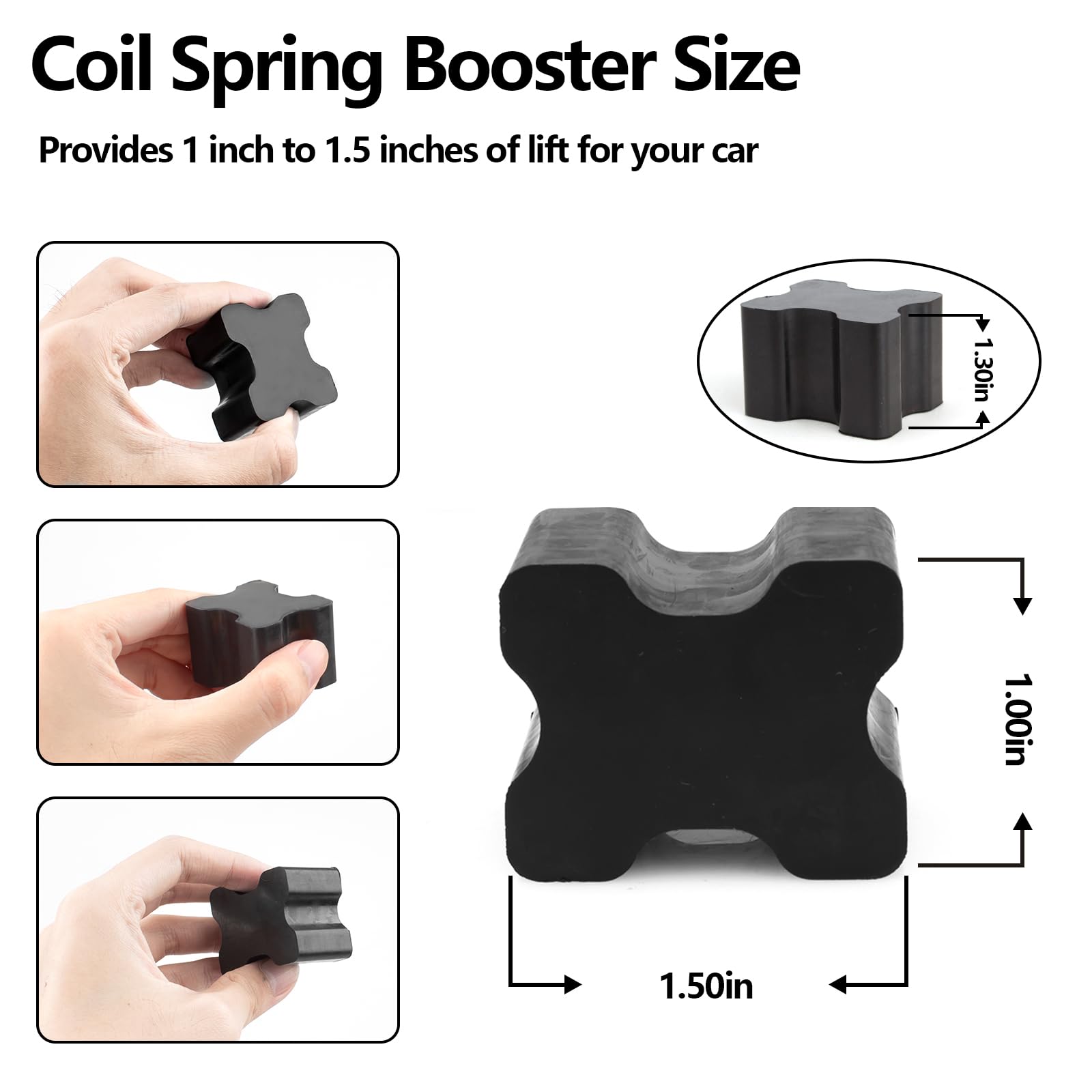 Rubber Coil Spring Spacer Booster - Heavy Duty Coil Spring Spacers For Car, 1' To 1.5' Coil Spring Lift Spacers - 6 Pack