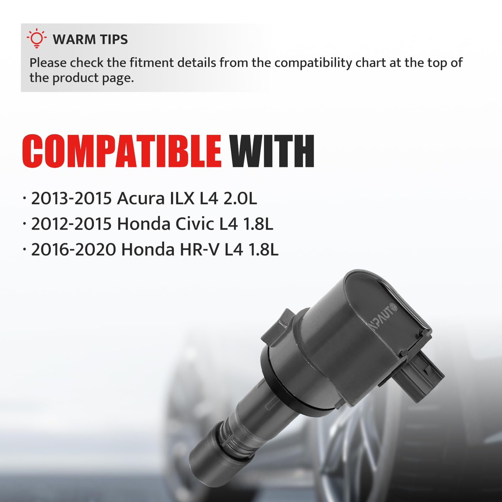 Ignition Coil Pack Replacement For 1.8 1.8L 2012 2013 2014 2015 Honda Civic, 2016-2017 Honda Hr-V Hrv, 2.0L 2.0 2013-2015 Acura Ilx, Uf672 C1823, Set Of 4