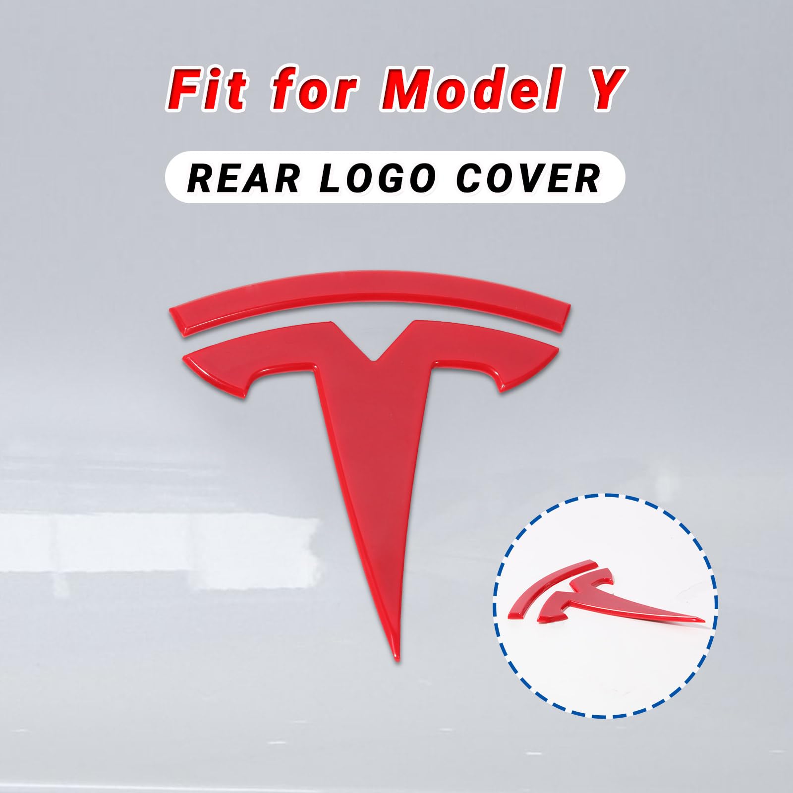 Nanaholy Model Y Accessories For Tesla 2024 2023 2022 2021 2020 Emblem Sticker 2Pcs/Set Logo Decal (Red)