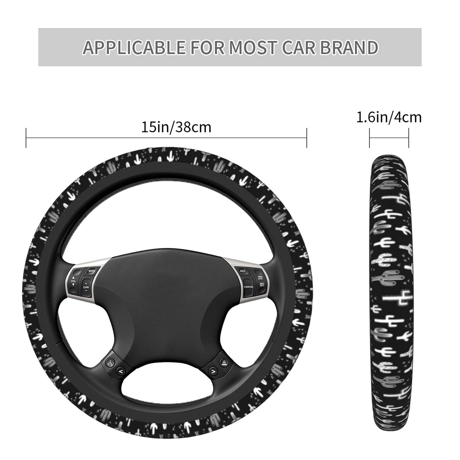 Fun Western Cactus Steering Wheel Covers Non Slip Neoprene Wheel Protector Universal 15 Inch For Car Accessories