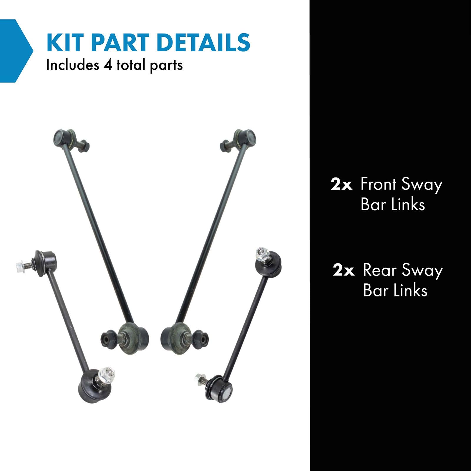 Trq Front & Rear Sway Bar Stabilizer Link Set Compatible With 2006-2014 Honda Ridgeline