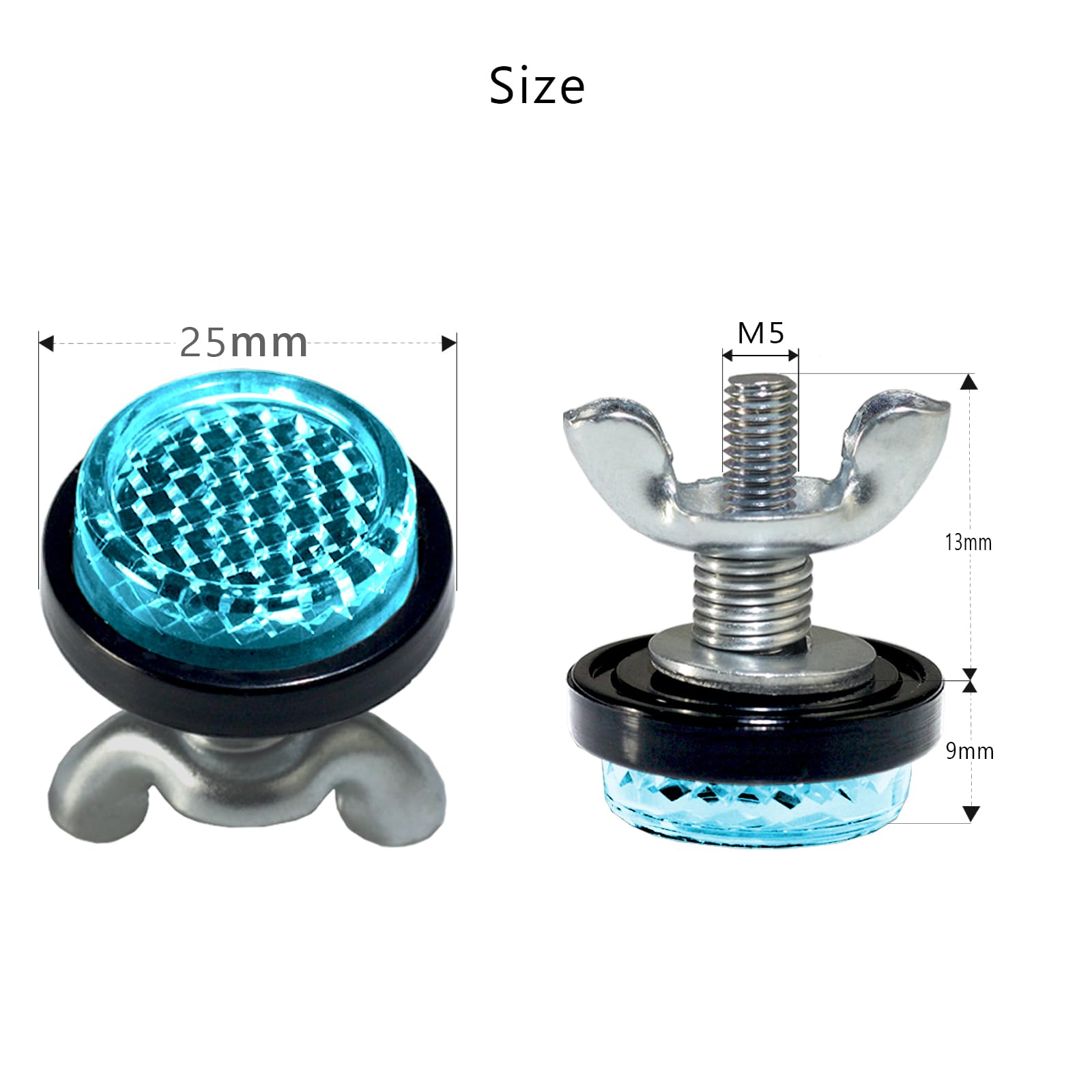 Blue Reflector Motorcycle License Plate Bolts And Nuts