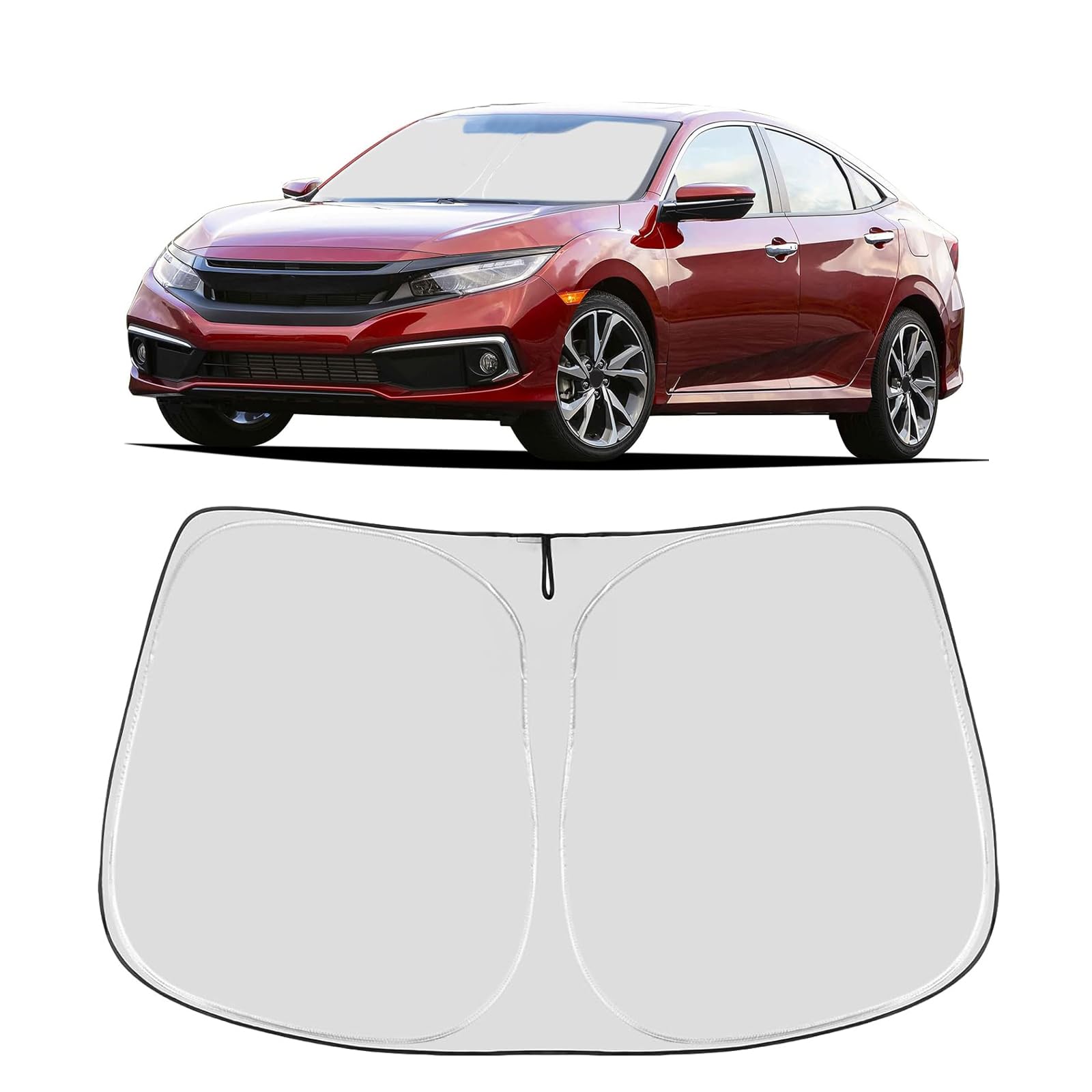 Proadsy 2025 Upgrade Windshield Sun Shade Custom Fit Honda Civic 2016-2021 4-Layer Foldable Front Sunshade Protector Sun Visor B