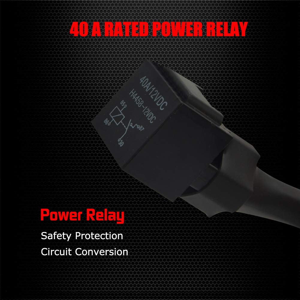 Ampper 4 Lead Wiring Harness For Led Rock Lights, Led Rock Light Pod Wiring Harness Kit With 2 Extension Wires, Relay, Fuse And Switch