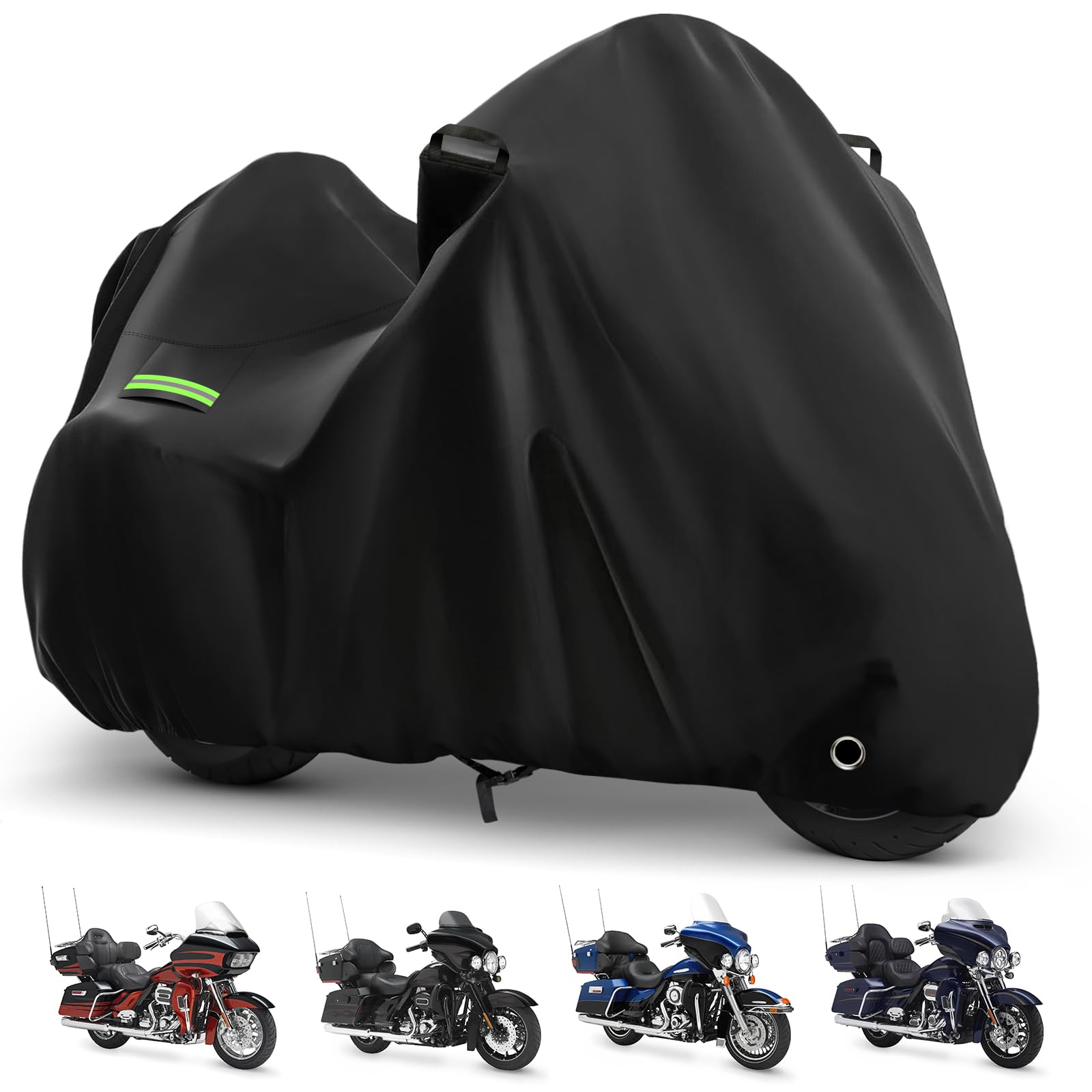 Motorcycle Cover for Touring Road Glide Limited/Ultra Limited/Gold Wing Tour/Indian Pursuit Limited, 210T Waterproof Sun UV Rain