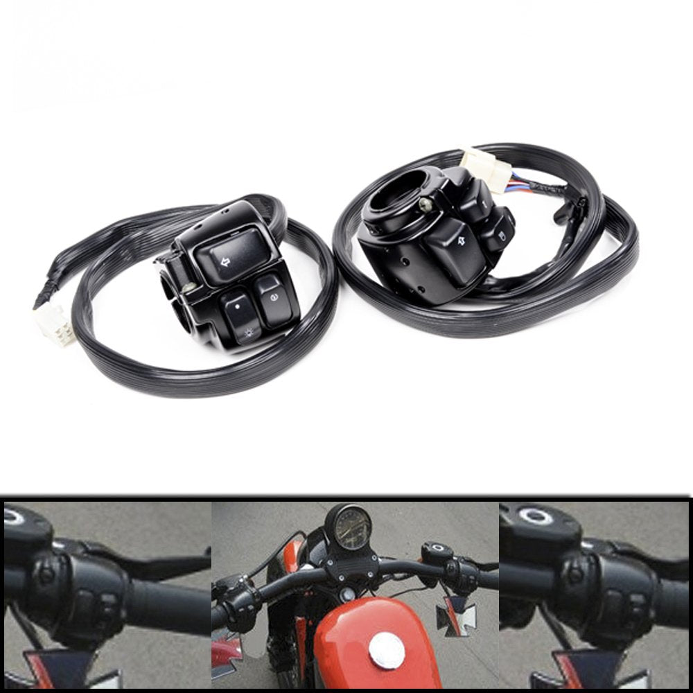 Astra Depot 1 Pair Motorcycle 1'' Handlebar Switches Control And Wiring Harness Compatible With Harley