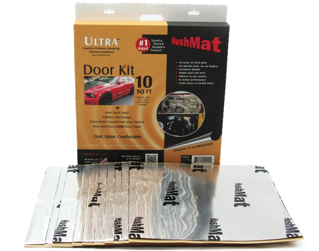 HushMat 10201 Door Kit - 10 Sheets of 12&quot; x 12&quot; Silver Ultra Sound Deadening & Thermal Insulation - 10 Sq. Ft.