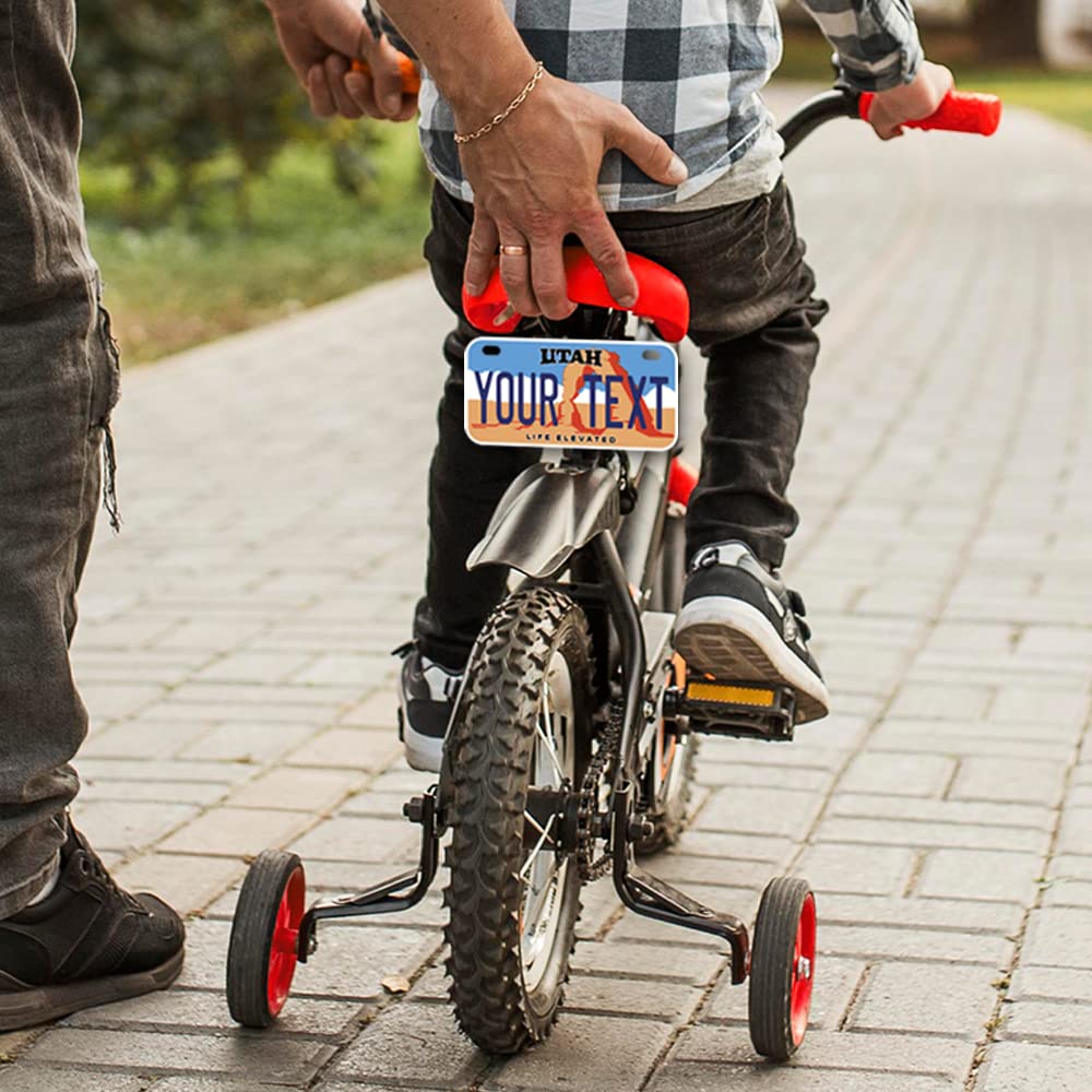 Inkmyplate Personalized Utah Small License Plate | Bike 6X3 Inch | Select From All 50 States | 3 Sizes | Custom License Plates For Kids Bicycles | Power Wheels | Usa Thick .040 Aluminum