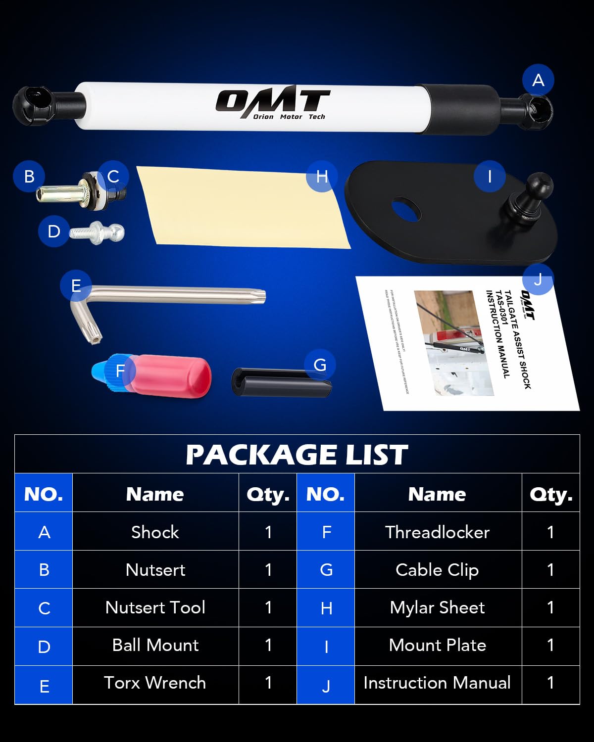 ORION MOTOR TECH Truck Tailgate Assist, Pickup Tailgate Lift Assist Kit, Pickup Tailgate Shock Compatible with 2009 2010 2011 20