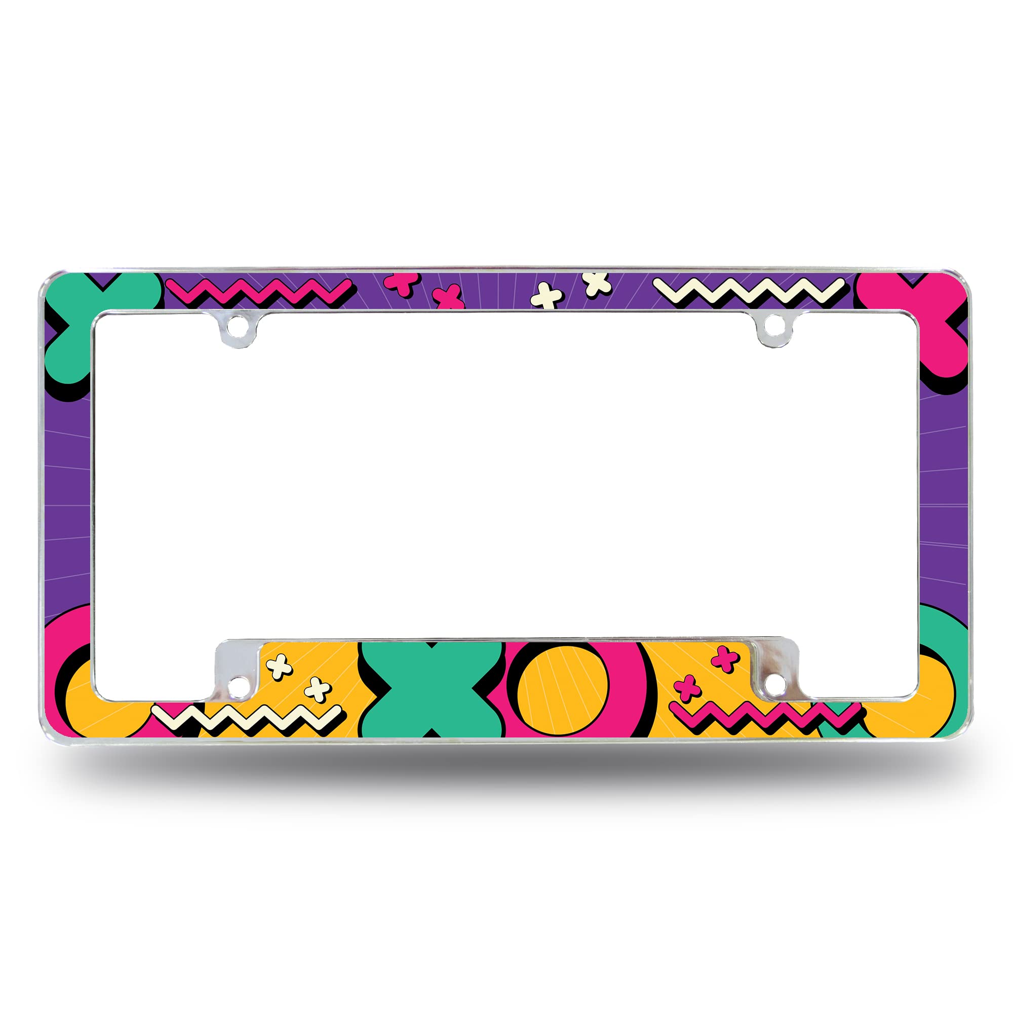 Rico Industries 90's Retro All Over Automotive License Plate Frame for Car/Truck/SUV (12 x 6)