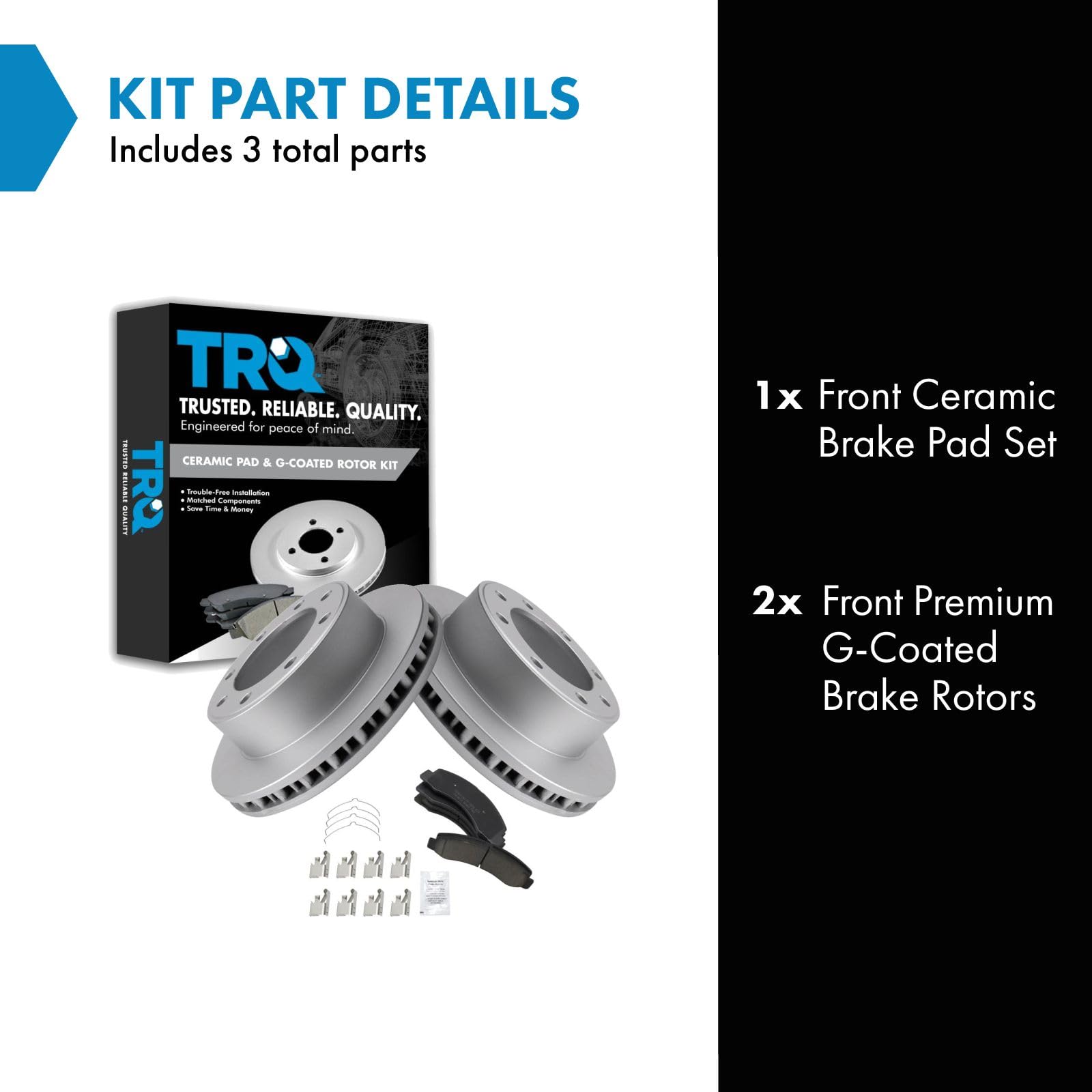 Trq Front Brake Pad & Rotor Kit Brake Pads Brake Rotor Ceramic Premium G-Coated Compatible With 2000-2005 Ford Excursion 2000-20