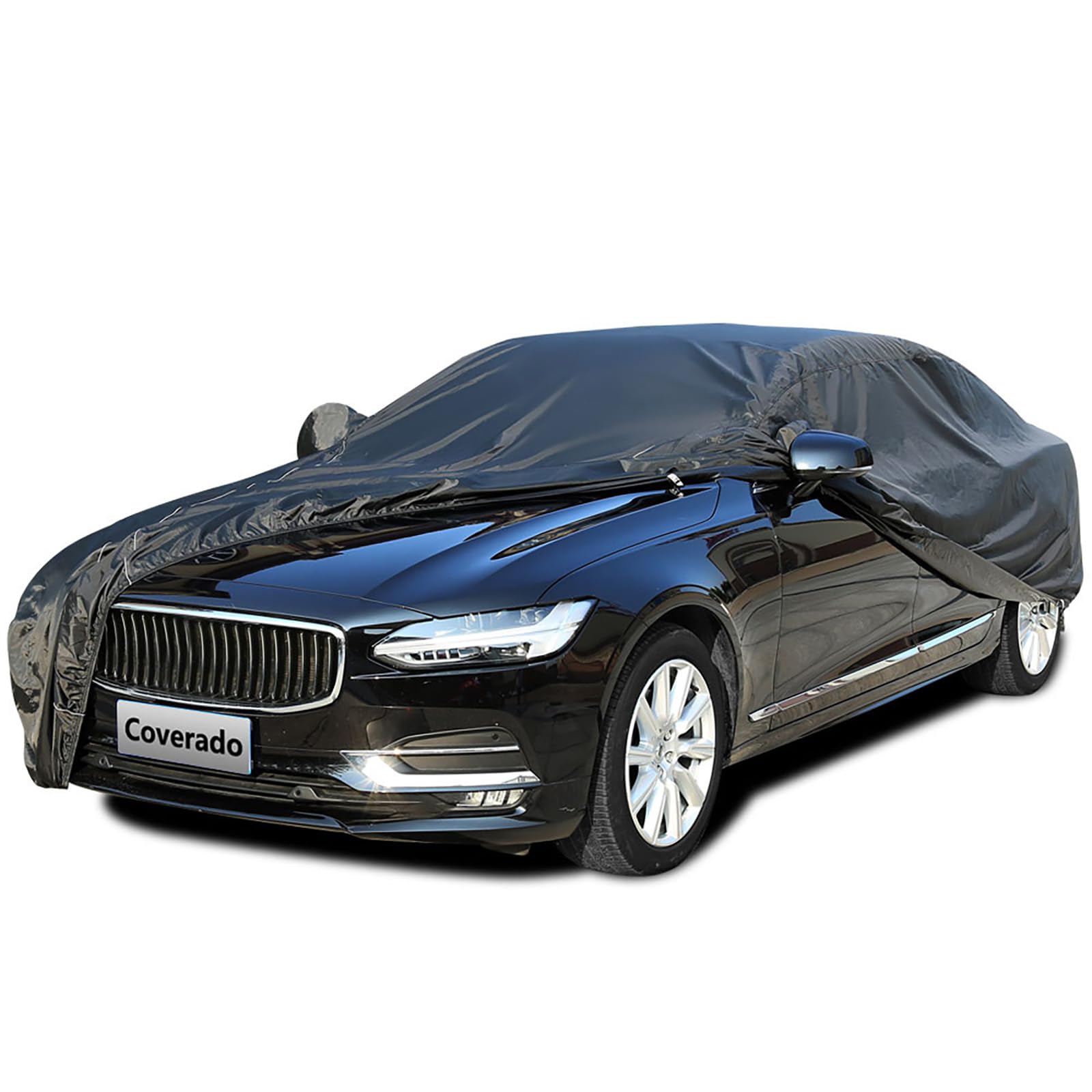Coverado Car Covers For Automobiles All Weather Waterproof, Black Car Cover Outdoor Full Exterior Covers Snow Rain Dust Uv Prote