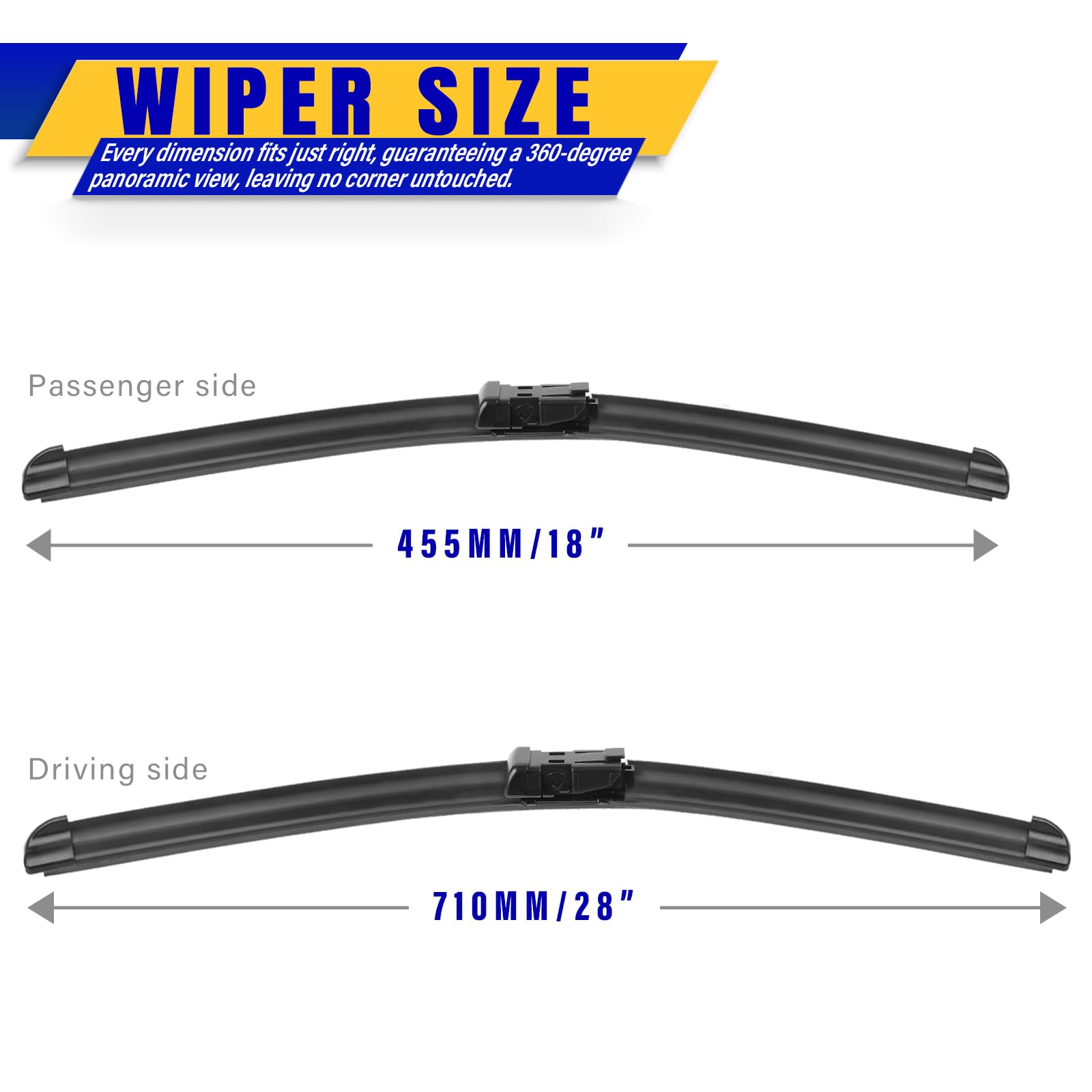 2 Wipers Replacement For 2012-2018 2019 2020 Tesla Model S Original Equipment Replacement Wiper Blade - 28''/18'' (Set Of 2) Top