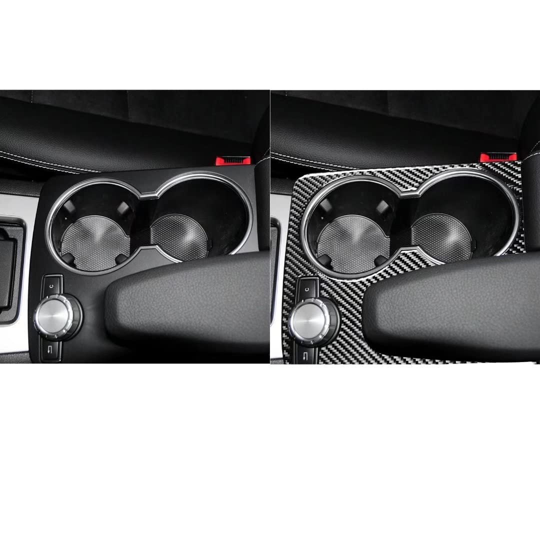 Carbon Fiber Central Console Armrest Water Cup Holder Frame Cover Trim for Mercedes-Benz C-Class W204 C180 C200 C250 Coupe Sport