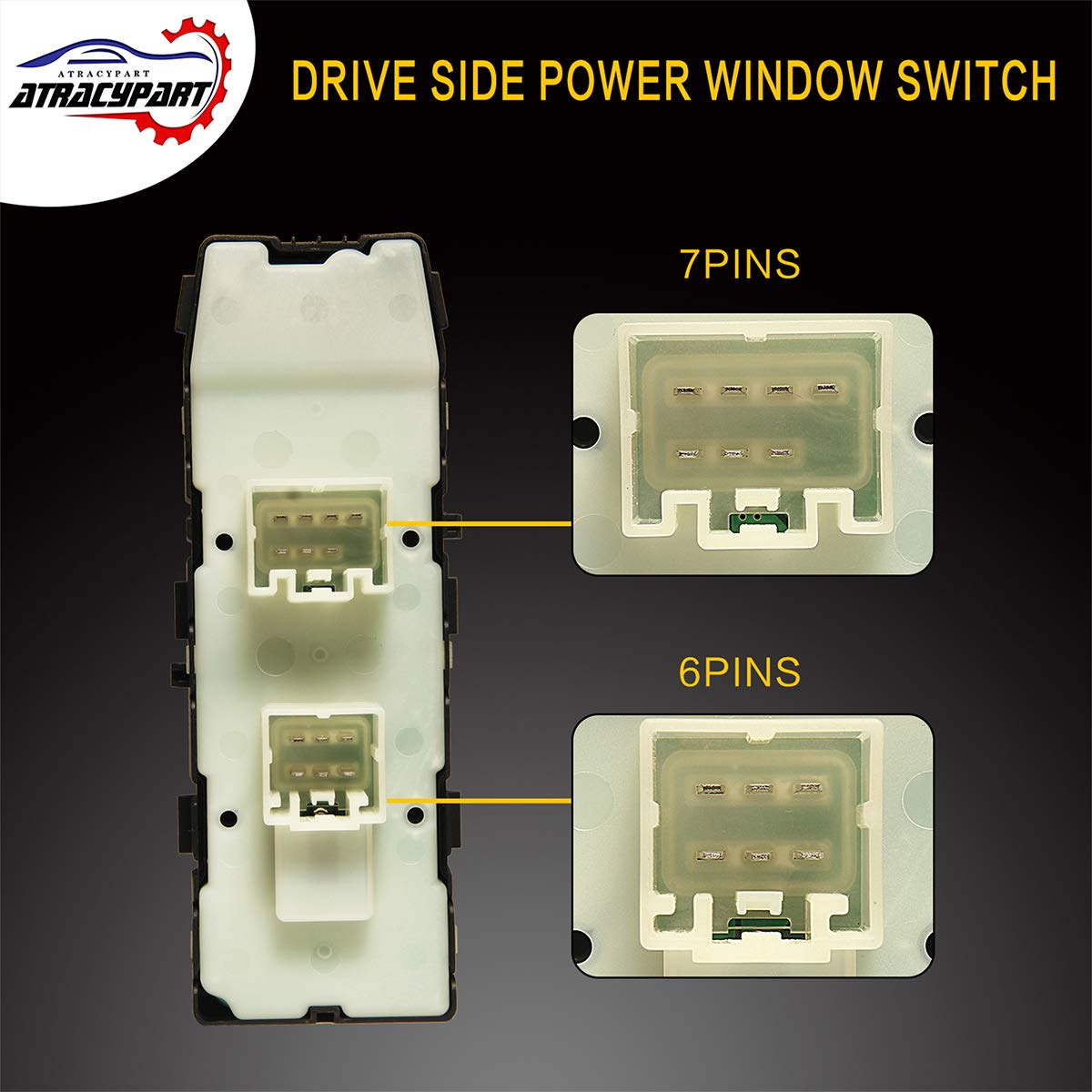 Master Power Window Switch Front Left Driver Side | With 1 Single Auto | Replacement For Chrysler 200 300 Sebring Dodge Avenger Caliber Charger Magnum Jeep Compass Patriot | Replace# 4602780Aa