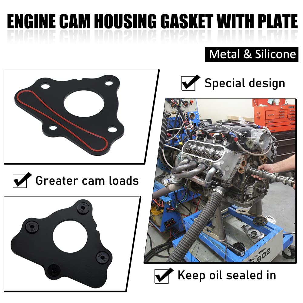 Pqy Camshaft Retainer Plate Gasket Bolt Kit Compatible With Gm Ls1 Ls2 Ls3 4.8 5.3L 6.0L 6.2L Vortec Corvette Cam