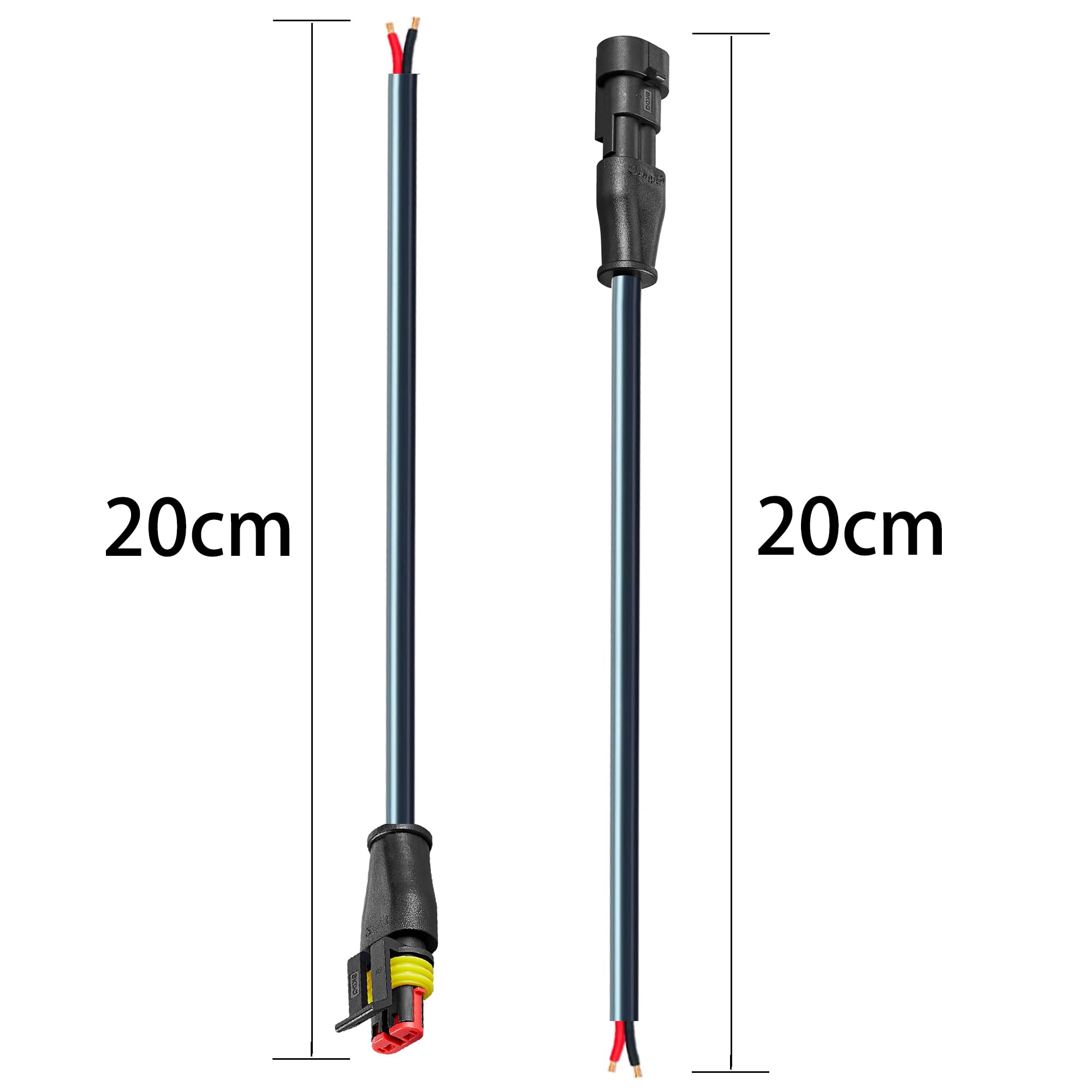 Yetor 2Pin Connector,Injection Molded16 Awg Male And Female 2Wire Waterproof Connectors,Ip67 Auto Electrical Wire Connectors For