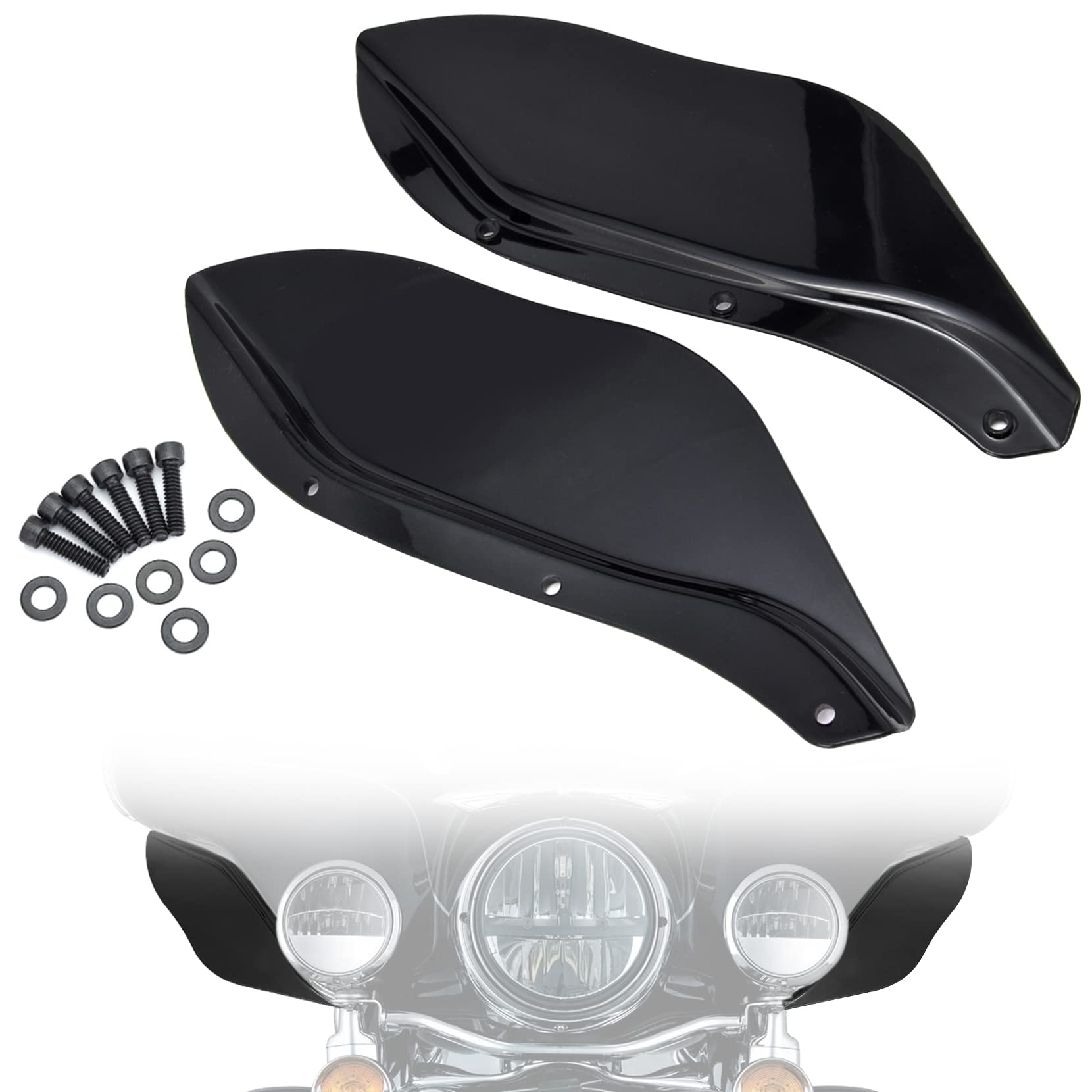 Amazicha Black Fairing Air Deflectors Side Wings Windshield Side Cover Shield Compatible for Harley Davidson Street Glide Electr