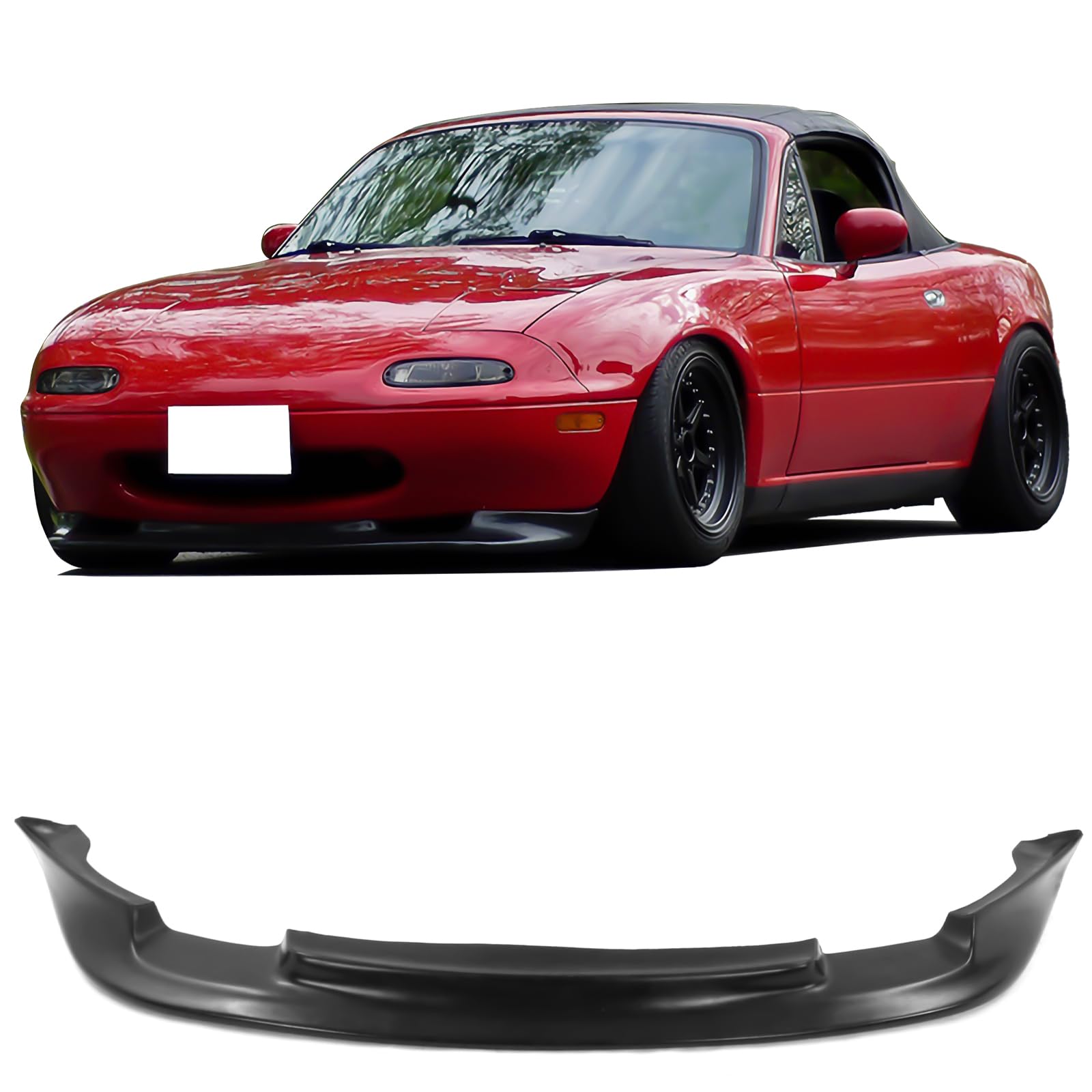 Front Bumper Lip Compatible with 1990-1997 Mazda Miata MX-5 All Models Type GV Style Black Spoiler Splitter Valance Fascia Cover Guard Protection Conversion by IKON MOTORSPORTS, 1991 1992 1993 1994
