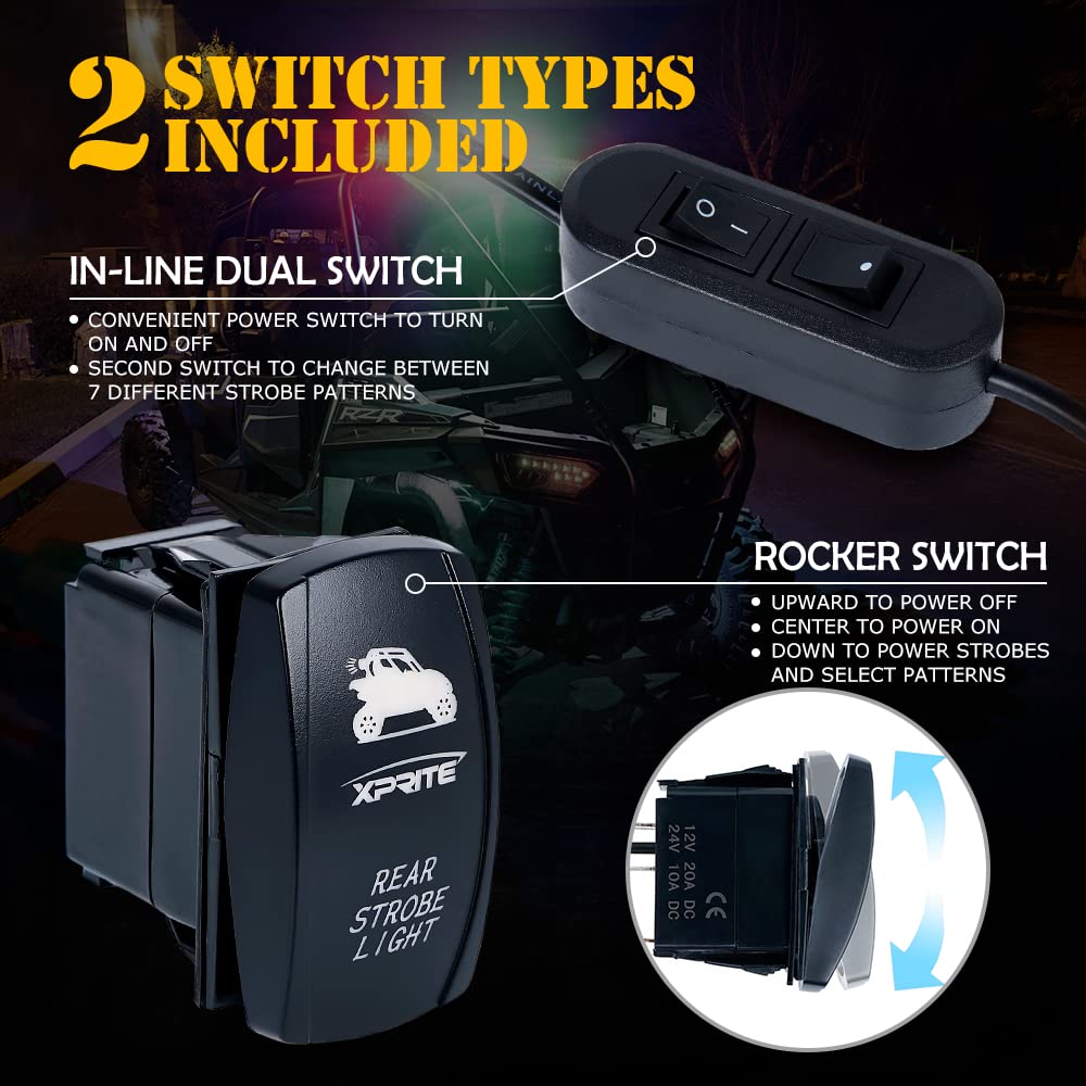 Xprite 36'' Rear Led Chase Light Bars, All In One W/Strobe Brake Reverse Turn Signal Light Compatible With Jeep, Atv, Utv, Yamah