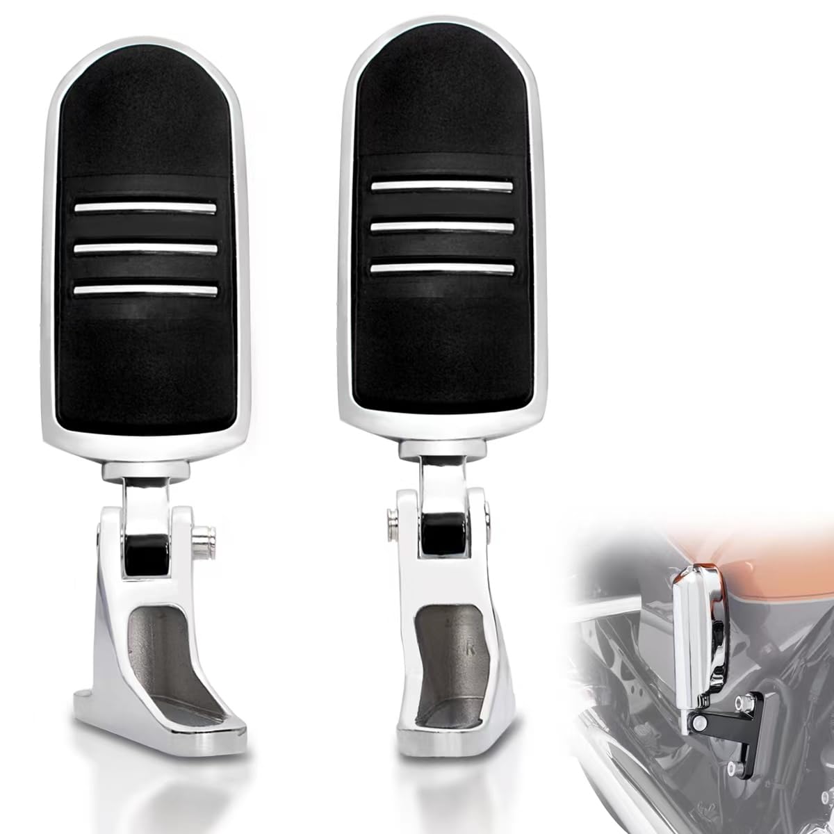 Fovplue Passenger Mini Footboard, Passenger Footpegs W/Mount Kit For Harley Touring 1993-2024,For Cvo Electra Glide Road Glide Road King Street Glide Ultra Classic Ultra Limited Revival Flh,Chrome#1