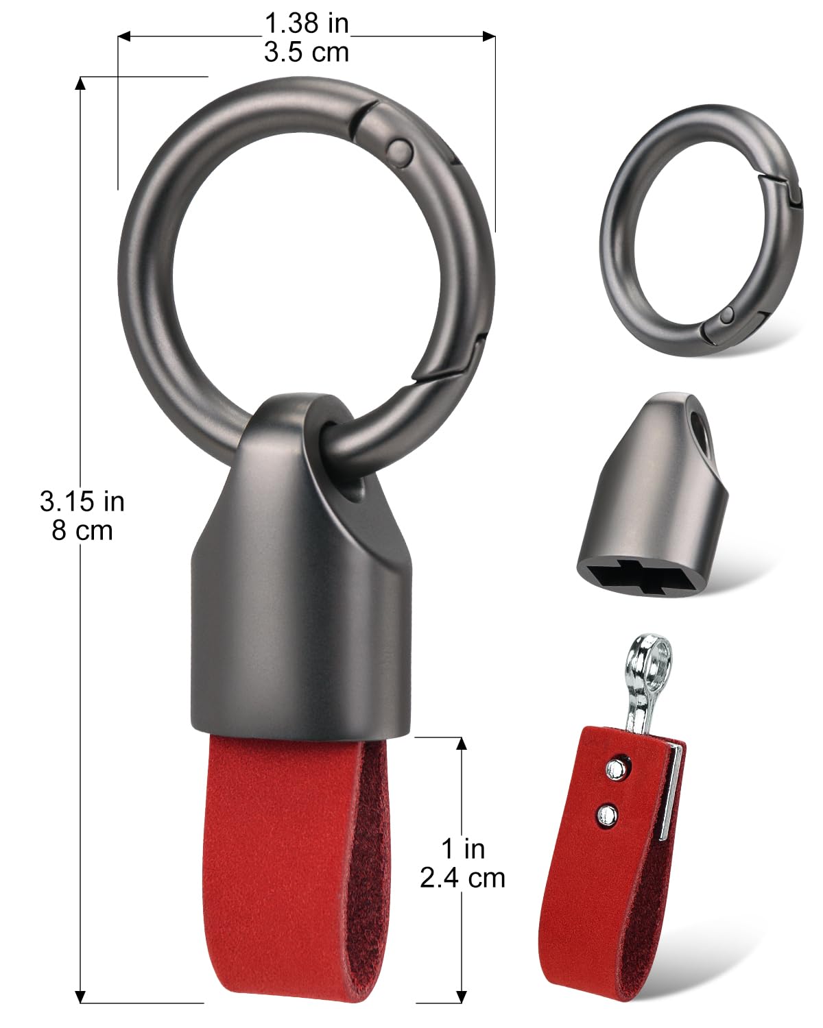 Whtawtaw Car Key Chain Ring Clip, Universal Detachable Leather Car Keychain, Small Key Fob Accessory With Anti-Lost O-Ring Keyri