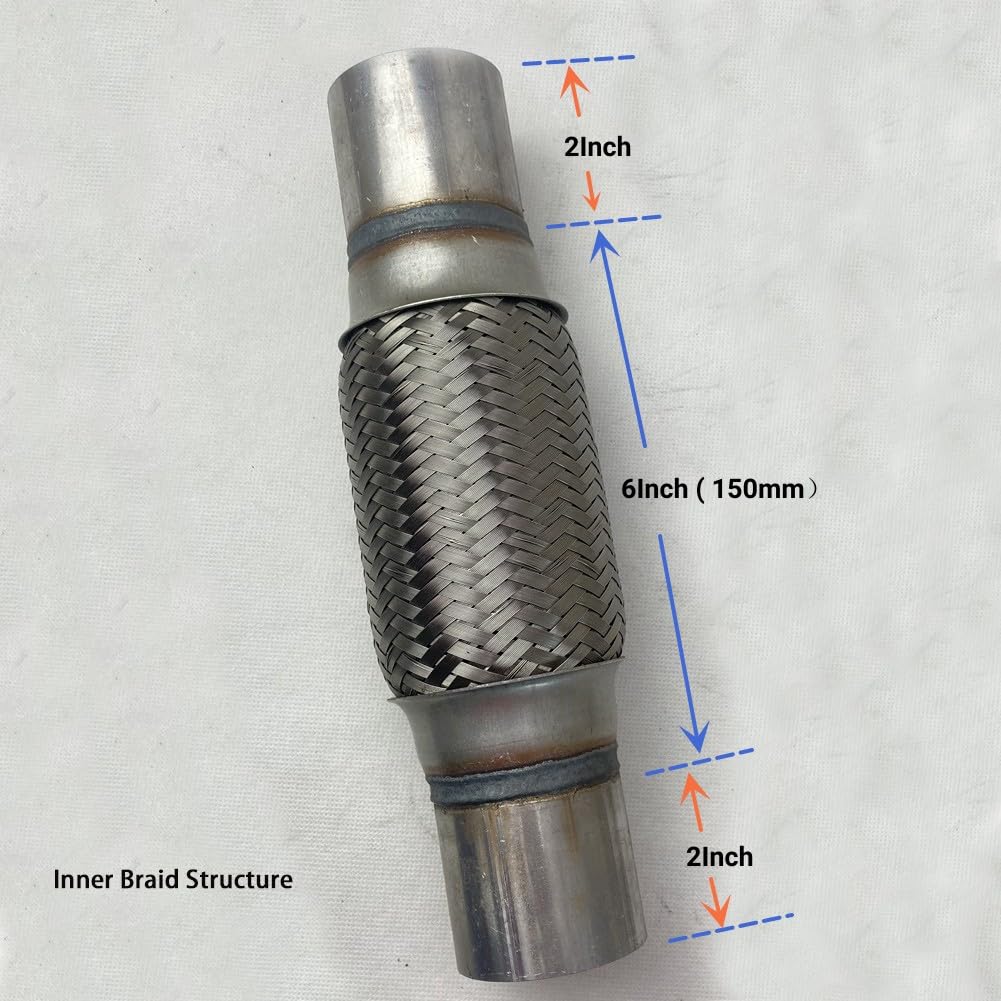 Flex Pipe Exhaust 2.5Inch Flexible Exhaust Connector/Universal Flex Pipe Coupler With Extension/Inner Braid 10Inch Length(2.5In)