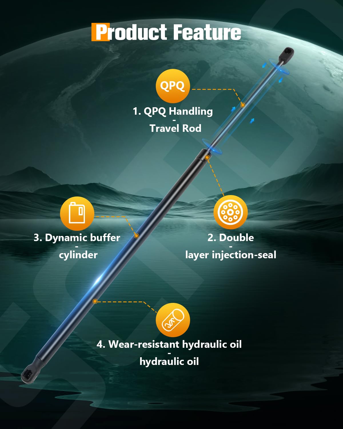 Scitoo 6462 25.51Inch Lift Supports Fit For Chevrolet Traverse 2009-2015 Front Left And Right Hood Shock Struts 2Pcs
