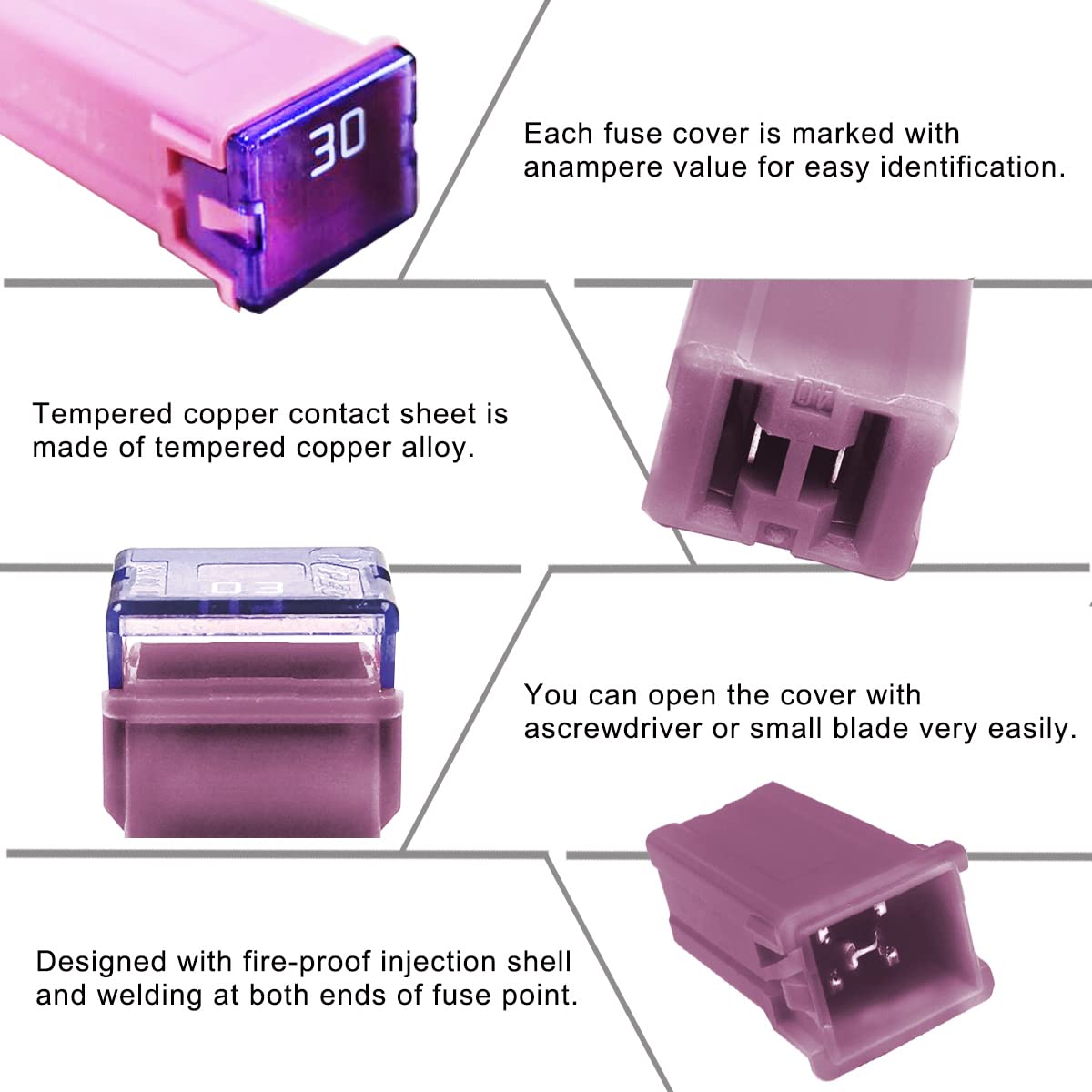 6 Pieces Tall Standard Fuses 30 Amp Jcase Box Shaped Fuse Compatible For Ford Chevy Gm Nissan Toyota Pickup Trucks Cars Suv