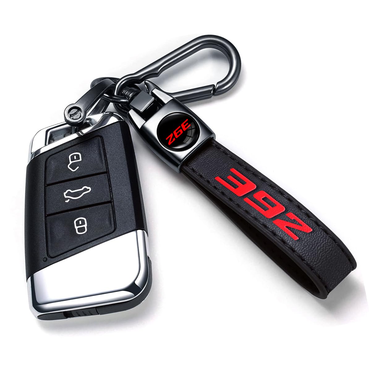 Annloysky Black Leather Metal Car Keychain Keyring Compatible with Dodge Challenger Durango SRT 392 Cars Accessories