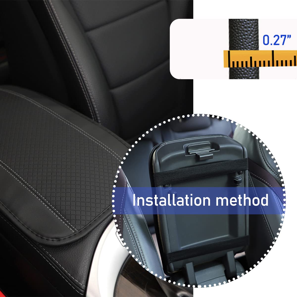 Ziciner Car Center Console Armrest Pad, 12.6X 7.2 Inch Pu Leather Waterproof Auto Armrest Seat Box Cover Protector, Universal Ca