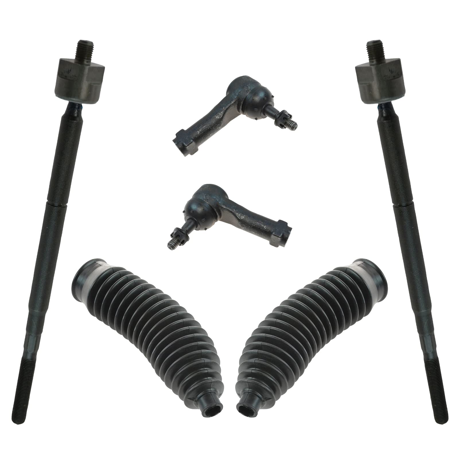 Trq Front Driver & Passenger Side Steering Kit Steering Rack & Pinion Bellow Tie Rod Compatible With 2005-2007 Chevrolet Equinox
