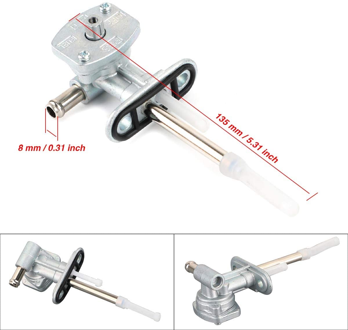 5Km-24500-10-00, Fuel Tank Petcock Switch Valve For Yamaha Grizzly Yfm350 Yfm660, With 1Pcs Fuel Valve Petcock Lever And Fuel Lines, 2Pcs Adjustable Screws