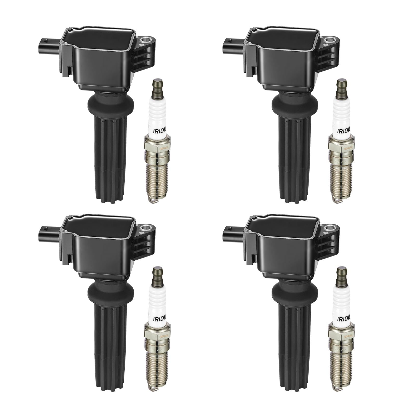 BDFHYK Ignition Coil Pack UF670 and Iridium Spark Plugs LTR6BHX Compatible with Ford Edge Escape Explorer Focus Fusion Mustang,J