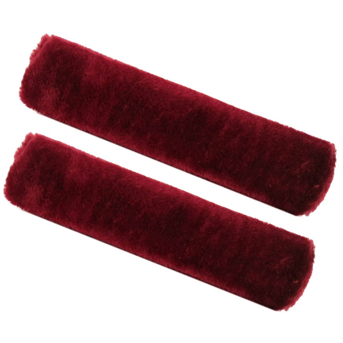 Fochutech 2Pcs Car Soft Plush Seat Belt Shoulder Pad Strap Cover Adjuster Protector Comfortable Driving (Wine Red)