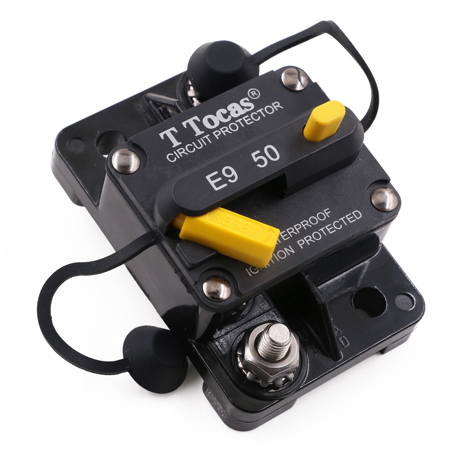 T Tocas 50A Amp Circuit Breaker for Boat Trolling Motor Marine ATV Vehicles Stereo Audio Battery Solar System with Manual Reset Switcher 50 amp Waterproof DC 12V-48V