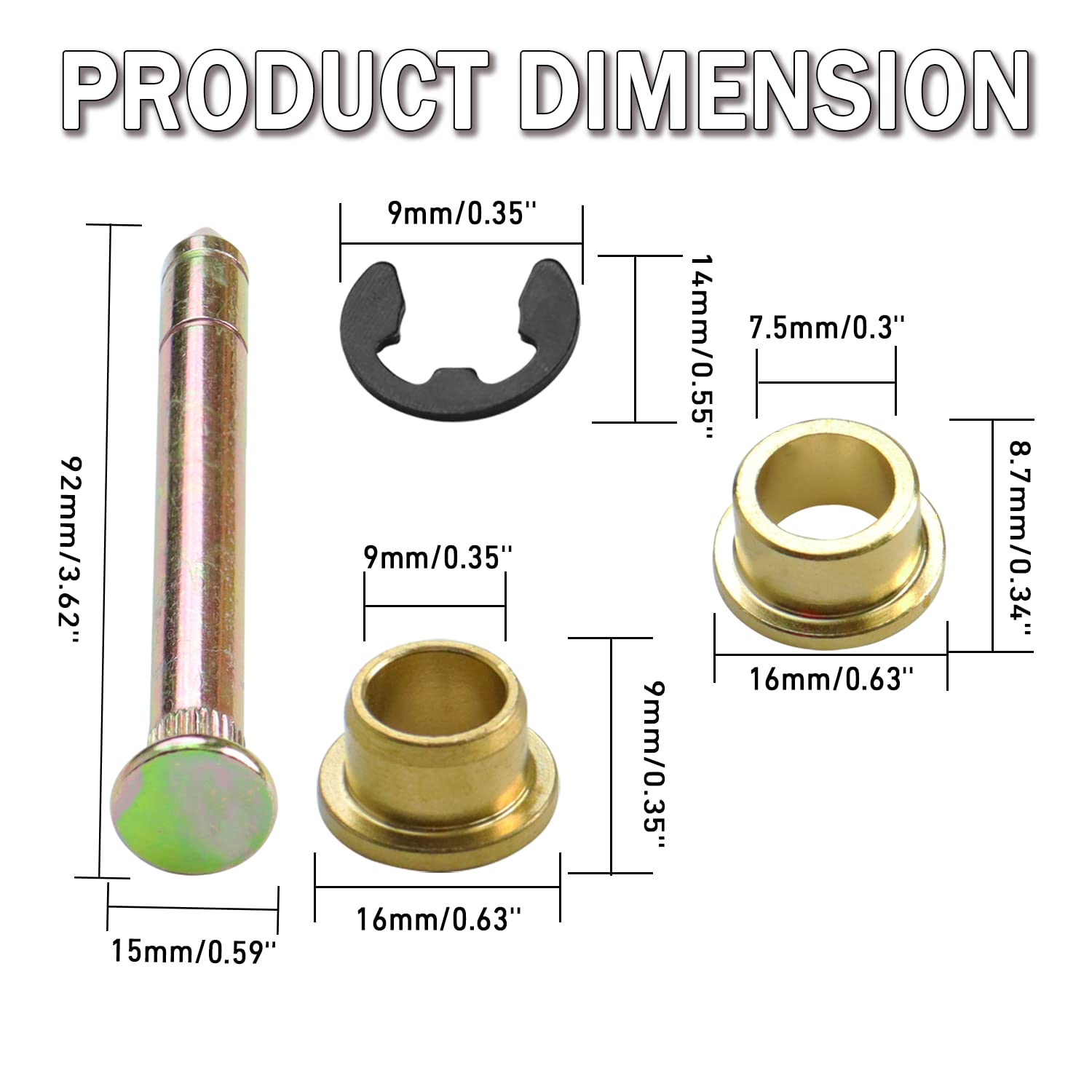 Door Hinge Pins Bushings Kit Compatible With Ford F150 F250 F350 Bronco F100 Door Hinge Roller Pin 4 Pins 2 Door